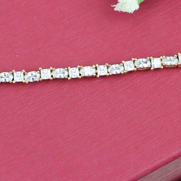 "Rose Gold Classic CZ Tennis Bracelet with Oval & Square Stones, , XPBL0748 - Picture 3 of 12